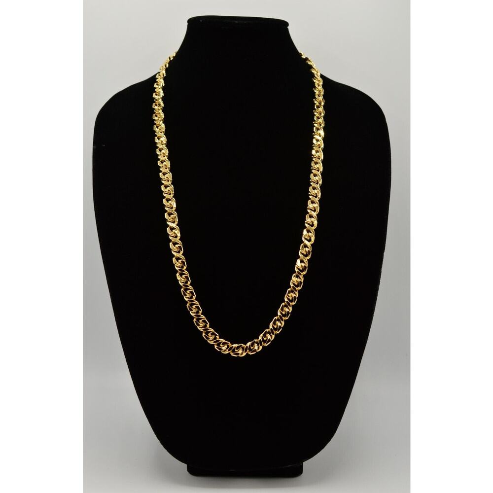 Givenchy Vintage 30" Cuban Chain Necklace Heavy Chunky Gold Signed 1980s Bin2C - Picture 3 of 12